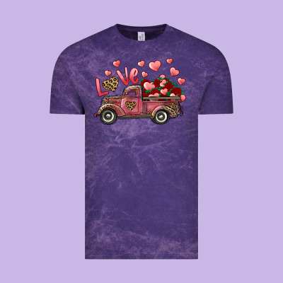 Vintage Tee Love Truck With Roses And Leopard
