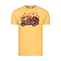 Vintage Mustard Love Truck With Roses And Leopard Vintage Tee - RanaPortraitStore