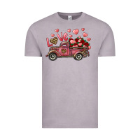 Vintage Zinc Love Truck With Roses And Leopard Vintage Tee - RanaPortraitStore