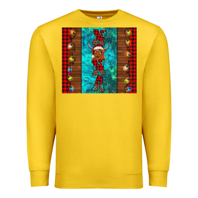 Nana Highland Cow Christmas Premium Sweatshirt by BarkalooDesign | Teevron