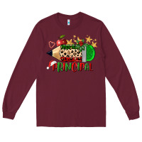 Burgundy christmas principal pencil Long Sleeve Tee - FaDigitalArtStudio