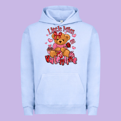 Little Miss Valentine Teddy Bear Urban Hoodie Designed By Lillyallendesigns