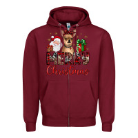 Burgundy merry christmas chihuahua Zipper Hoodie - JahusDesignShop