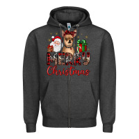 Charcoal Heather merry christmas chihuahua Zipper Hoodie - JahusDesignShop