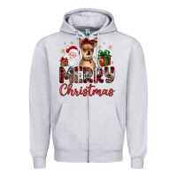 Heather Grey merry christmas chihuahua Zipper Hoodie - JahusDesignShop