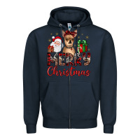 Navy merry christmas chihuahua Zipper Hoodie - JahusDesignShop