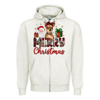 Oatmeal Heather merry christmas chihuahua Zipper Hoodie - JahusDesignShop