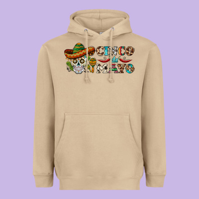 Cinco De Mayo Skull Heavyweight Hoodie Designed By Barkaloodesign