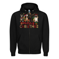 Black merry christmas chihuahua pitbull pug dachshund Zipper Hoodie - JahusDesignShop