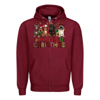 Burgundy merry christmas chihuahua pitbull pug dachshund Zipper Hoodie - JahusDesignShop