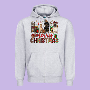 Merry Christmas Chihuahua Pitbull Pug Dachshund Zipper Hoodie Designed By Jahusdesignshop
