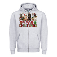 Heather Grey merry christmas chihuahua pitbull pug dachshund Zipper Hoodie - JahusDesignShop