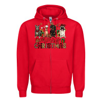 Red merry christmas chihuahua pitbull pug dachshund Zipper Hoodie - JahusDesignShop