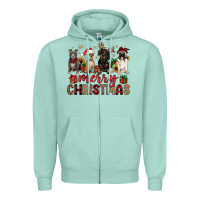 Seafoam merry christmas chihuahua pitbull pug dachshund Zipper Hoodie - JahusDesignShop