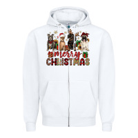 White merry christmas chihuahua pitbull pug dachshund Zipper Hoodie - JahusDesignShop