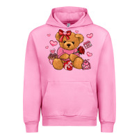 Fuchsia Pink valentines day teddy bear Urban Hoodie - LillyAllenDesigns