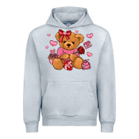 Heather Grey valentines day teddy bear Urban Hoodie - LillyAllenDesigns