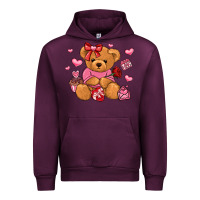 Mauve Wine valentines day teddy bear Urban Hoodie - LillyAllenDesigns