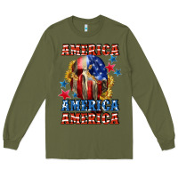 Army Green America skeleton 4th of july Long Sleeve Tee - CowGirlArtShop