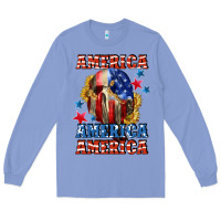 Colony Blue America skeleton 4th of july Long Sleeve Tee - CowGirlArtShop