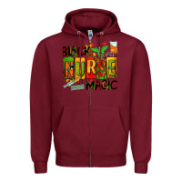 Burgundy black nurse magic Zipper Hoodie - AdoDesignShop