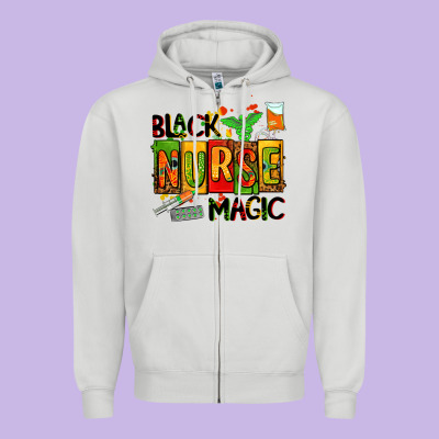 Black Nurse Magic Zipper Hoodie Designed By Adodesignshop
