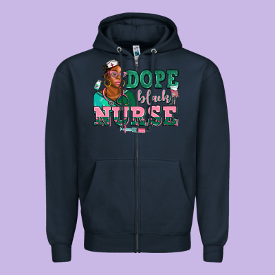 Afro  Nurse Dope Black Zipper Hoodie Designed By Adodesignshop