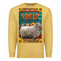 Antique Gold Western Sheep Happens Sunflowers Premium Sweatshirt - LillyAllenDesigns
