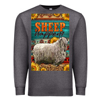 Charcoal Heather Western Sheep Happens Sunflowers Premium Sweatshirt - LillyAllenDesigns