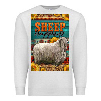 Oatmeal Heather Western Sheep Happens Sunflowers Premium Sweatshirt - LillyAllenDesigns