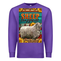 Purple Western Sheep Happens Sunflowers Premium Sweatshirt - LillyAllenDesigns
