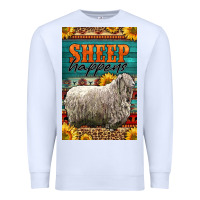 White Western Sheep Happens Sunflowers Premium Sweatshirt - LillyAllenDesigns