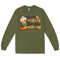 Army Green stressed blessed pumpkin obsessed Long Sleeve Tee - CowhideDigitalArt