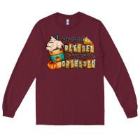 Burgundy stressed blessed pumpkin obsessed Long Sleeve Tee - CowhideDigitalArt