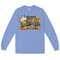 Colony Blue stressed blessed pumpkin obsessed Long Sleeve Tee - CowhideDigitalArt