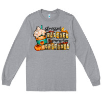 Heather Grey stressed blessed pumpkin obsessed Long Sleeve Tee - CowhideDigitalArt