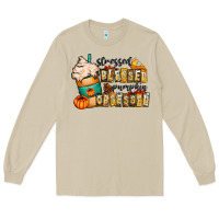Mushroom stressed blessed pumpkin obsessed Long Sleeve Tee - CowhideDigitalArt