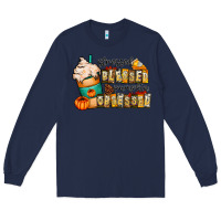 Navy stressed blessed pumpkin obsessed Long Sleeve Tee - CowhideDigitalArt