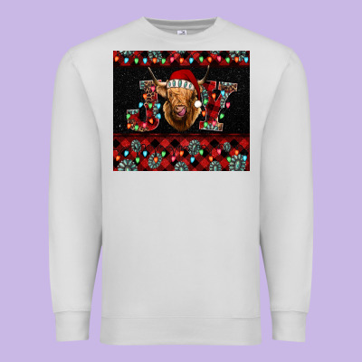 Highland Cow Joy Christmas Premium Sweatshirt Designed By Barkaloodesign