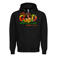 Black with god all things are possible juneteenth Zipper Hoodie - AdoDesignShop