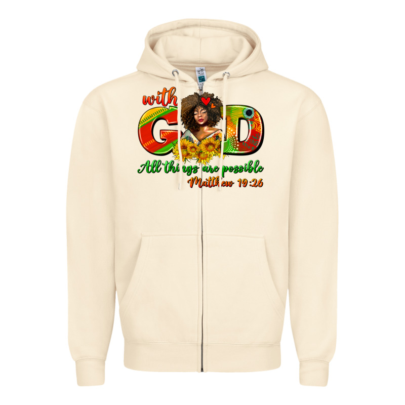 With God All Things Are Possible Juneteenth Zipper Hoodie by AdoDesignShop | Teevron