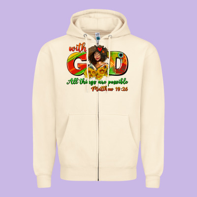 With God All Things Are Possible Juneteenth Zipper Hoodie Designed By Adodesignshop
