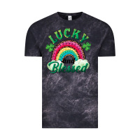 Cloud Black Lucky and blessed rainbow Vintage Tee - RanaPortraitStore