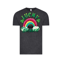Vintage Black Lucky and blessed rainbow Vintage Tee - RanaPortraitStore