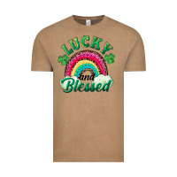 Vintage Coffee Lucky and blessed rainbow Vintage Tee - RanaPortraitStore