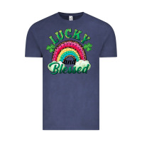 Vintage Denim Lucky and blessed rainbow Vintage Tee - RanaPortraitStore