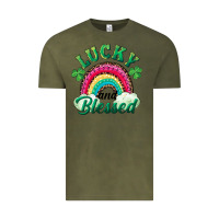 Vintage Olive Lucky and blessed rainbow Vintage Tee - RanaPortraitStore