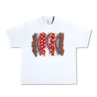 White baseball brushstroke Urban Heavy Tee - Zillion Design Studio