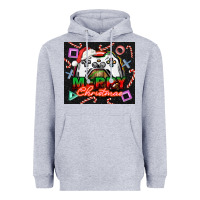 Heather Grey gamer merry christmas Heavyweight Hoodie - NancyCooperArtShop