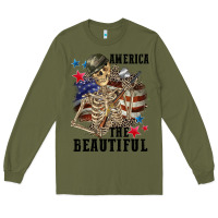 Army Green America the beautiful 4th of july Long Sleeve Tee - CowGirlArtShop